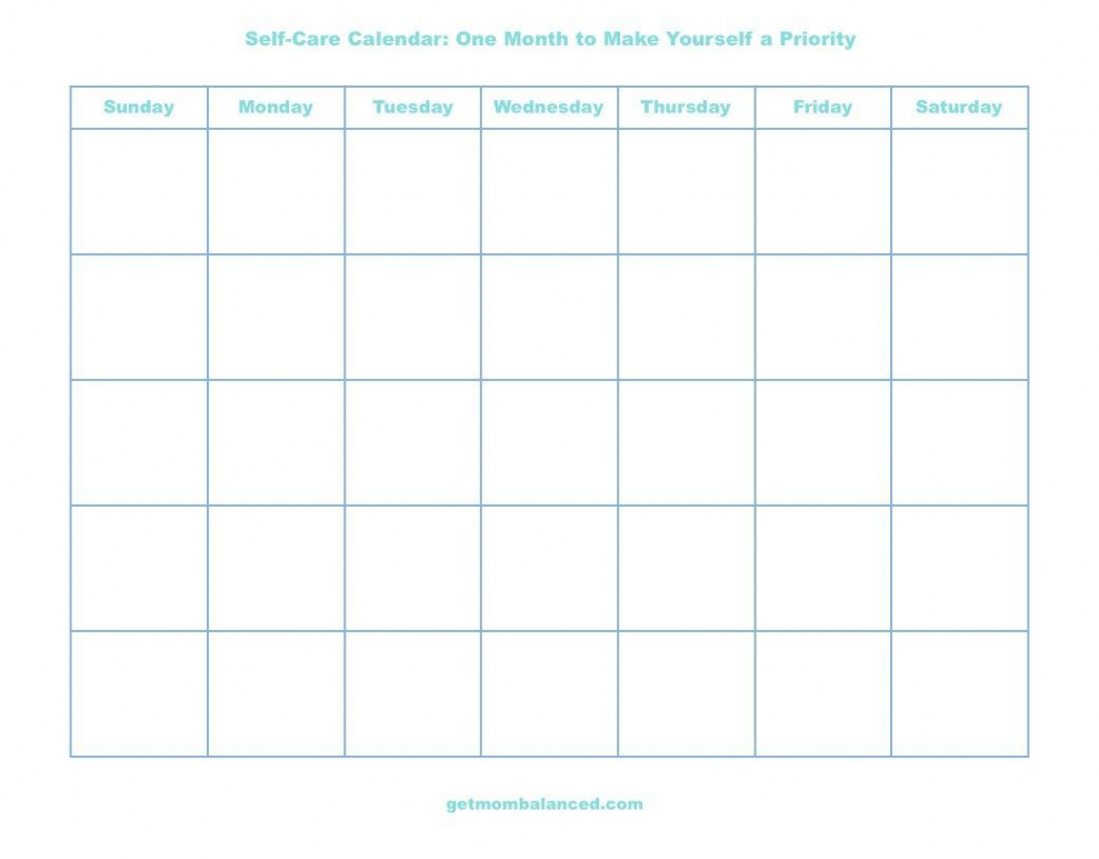 Self-Care Calendar for Busy Moms and Women  Care calendar