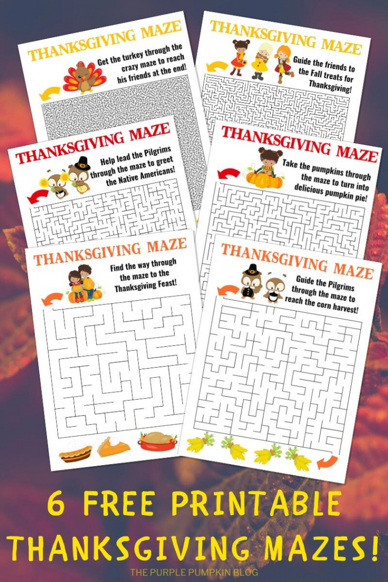 Set of  Free Printable Thanksgiving Mazes To Solve!