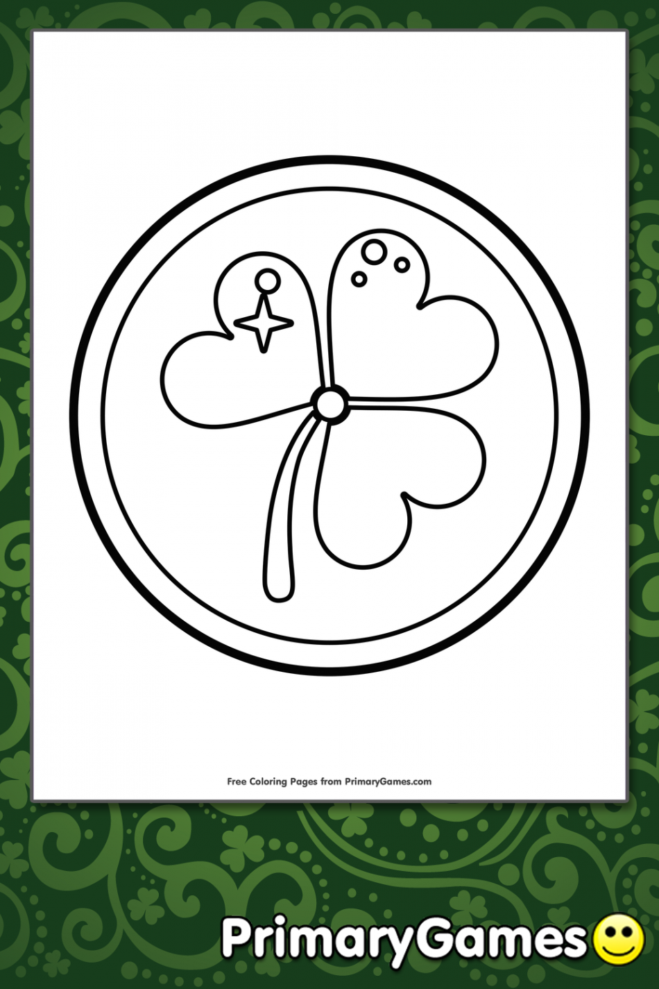 Shamrock Gold Coin Coloring Page • FREE Printable PDF from