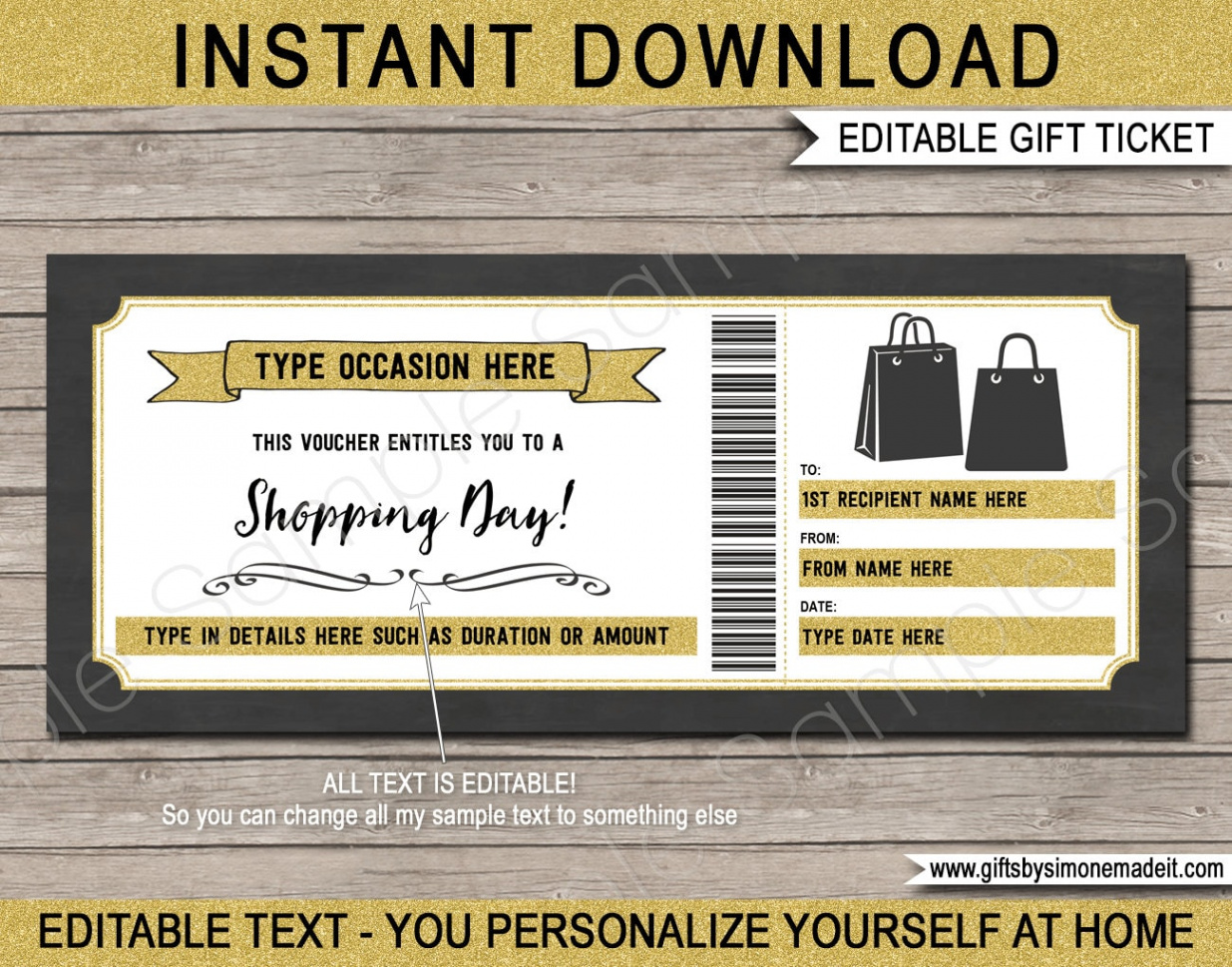 Shopping Spree Certificate Template Printable Gift Voucher - Etsy