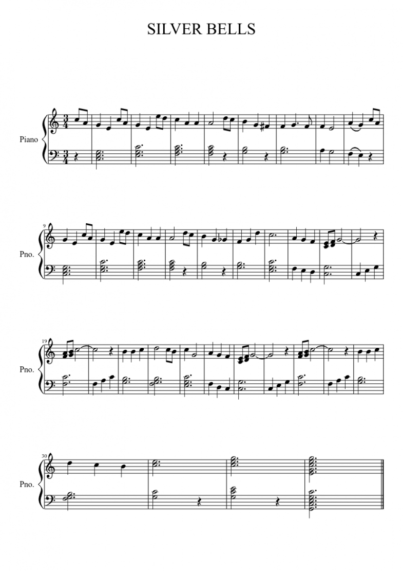 Silver Bells Sheet music for Piano (Solo)  Musescore