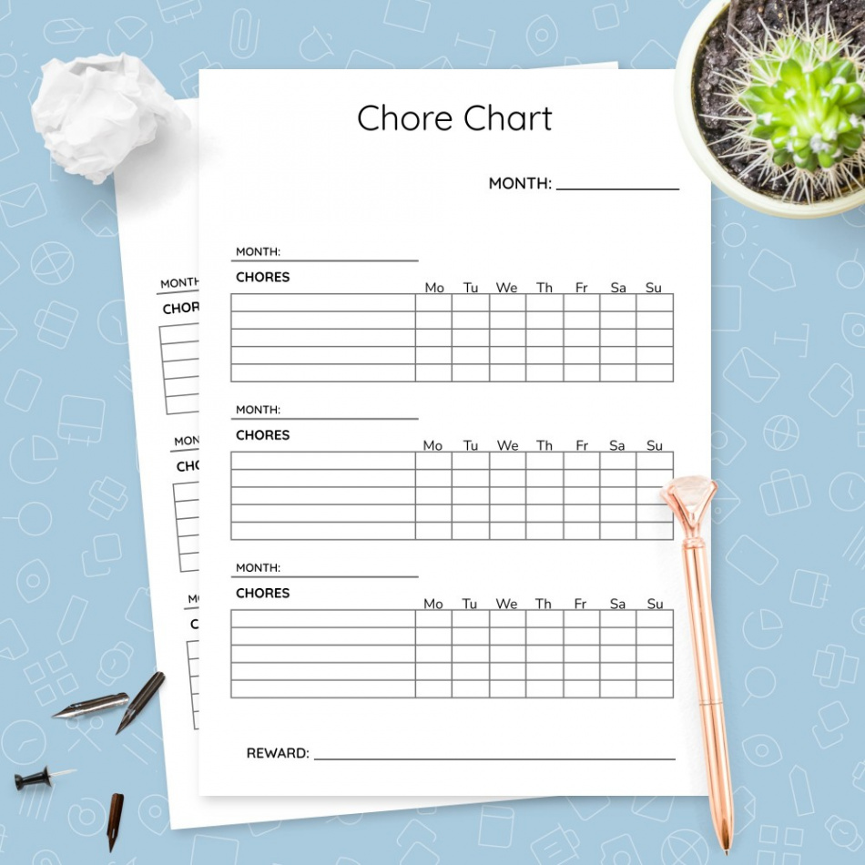 Simple Monthly Chore Chart Template Template - Printable PDF