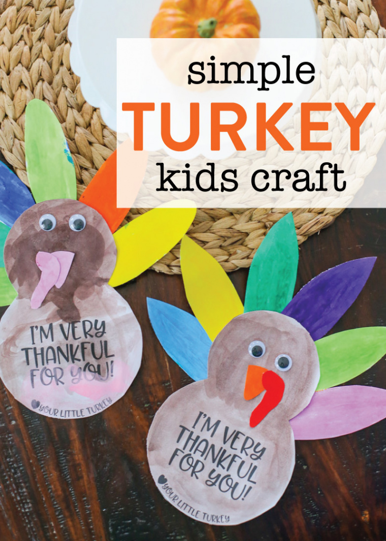 Simple Thanksgiving Turkey Kids Craft with FREE Printable Template