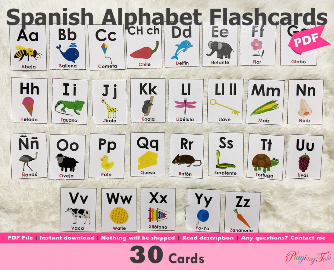 Spanish Alphabet Flash Cards Printable, Alphabet Picture