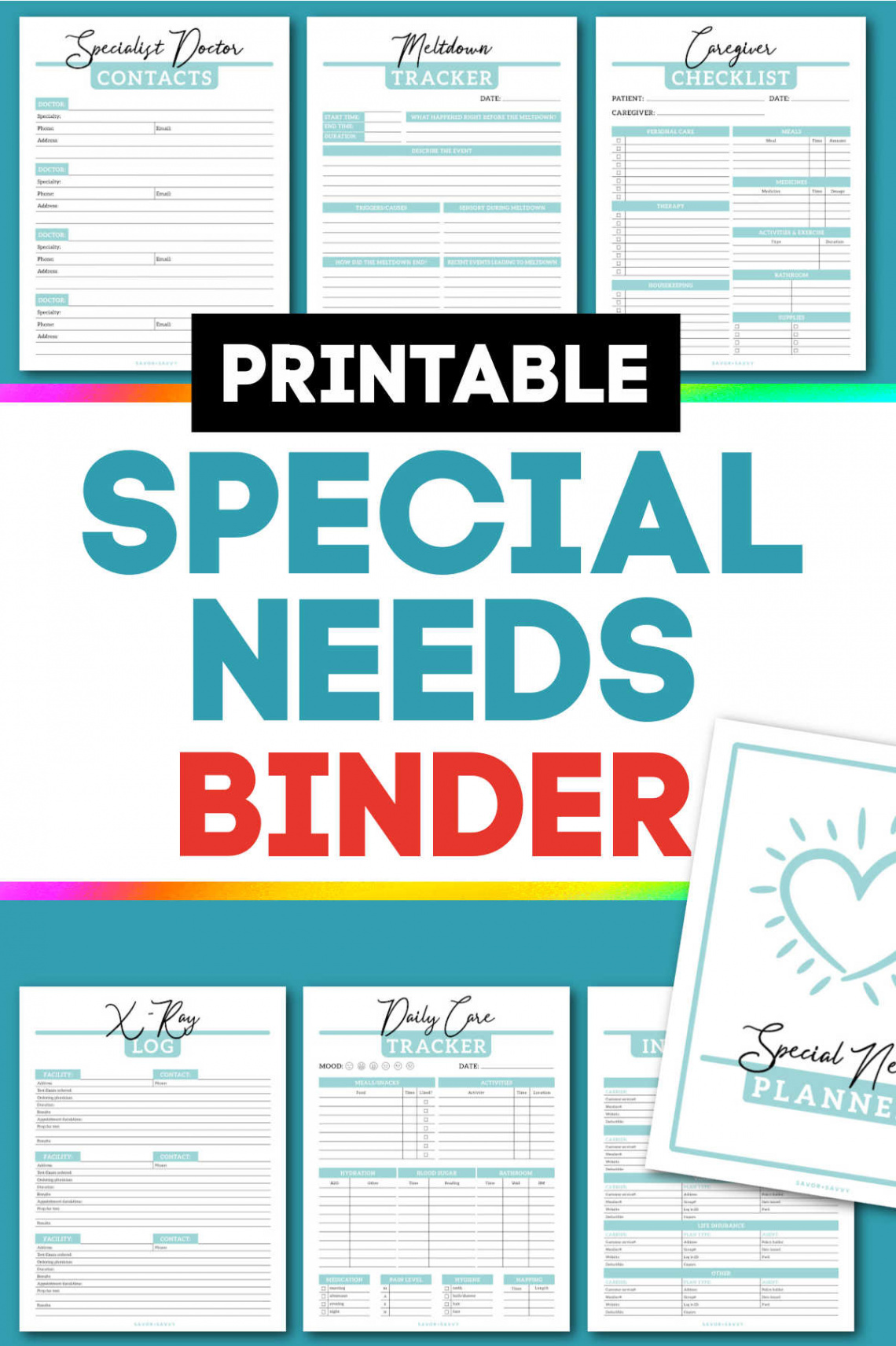 Special Needs Medical Planner Printables:  Pages - Savor + Savvy