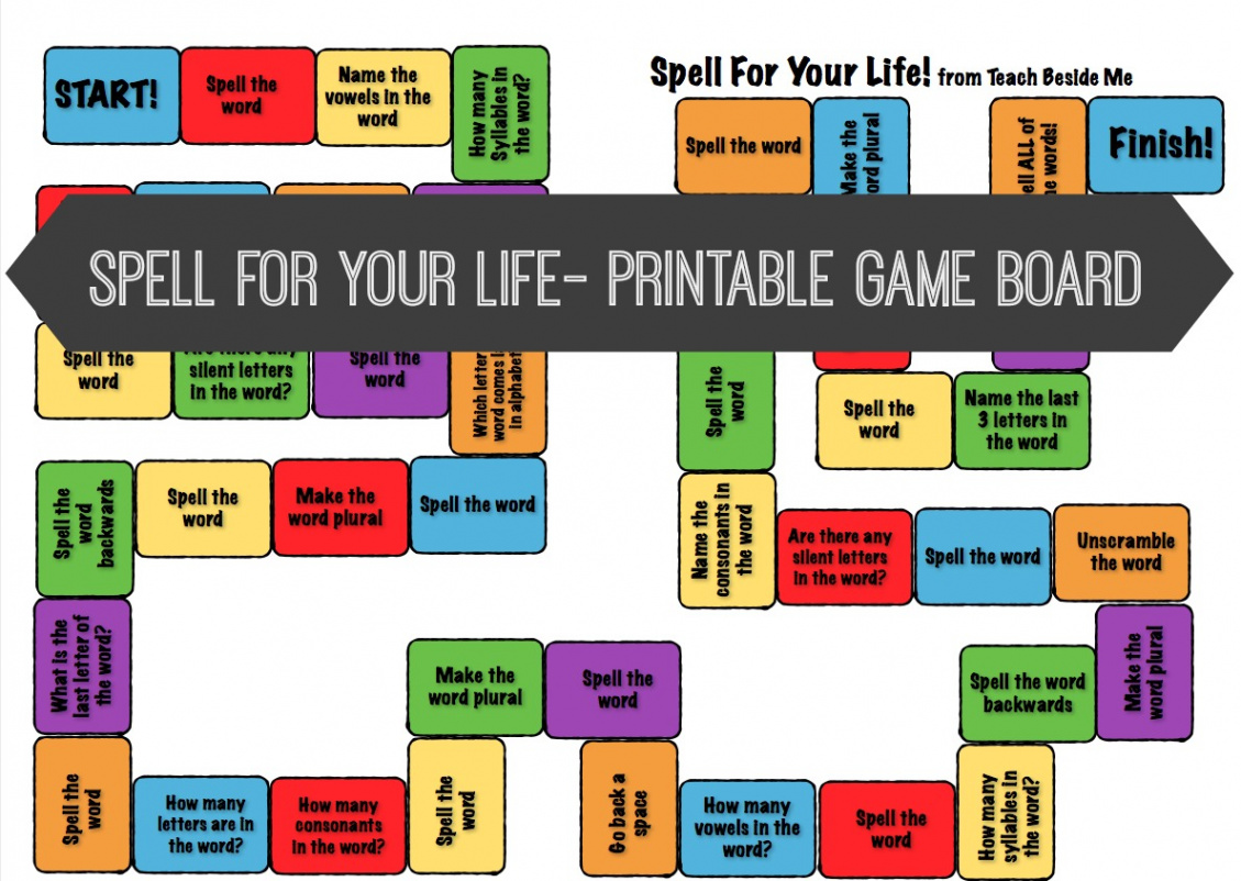 Spell For Your Life- Printable Spelling Game Board - Teach Beside Me