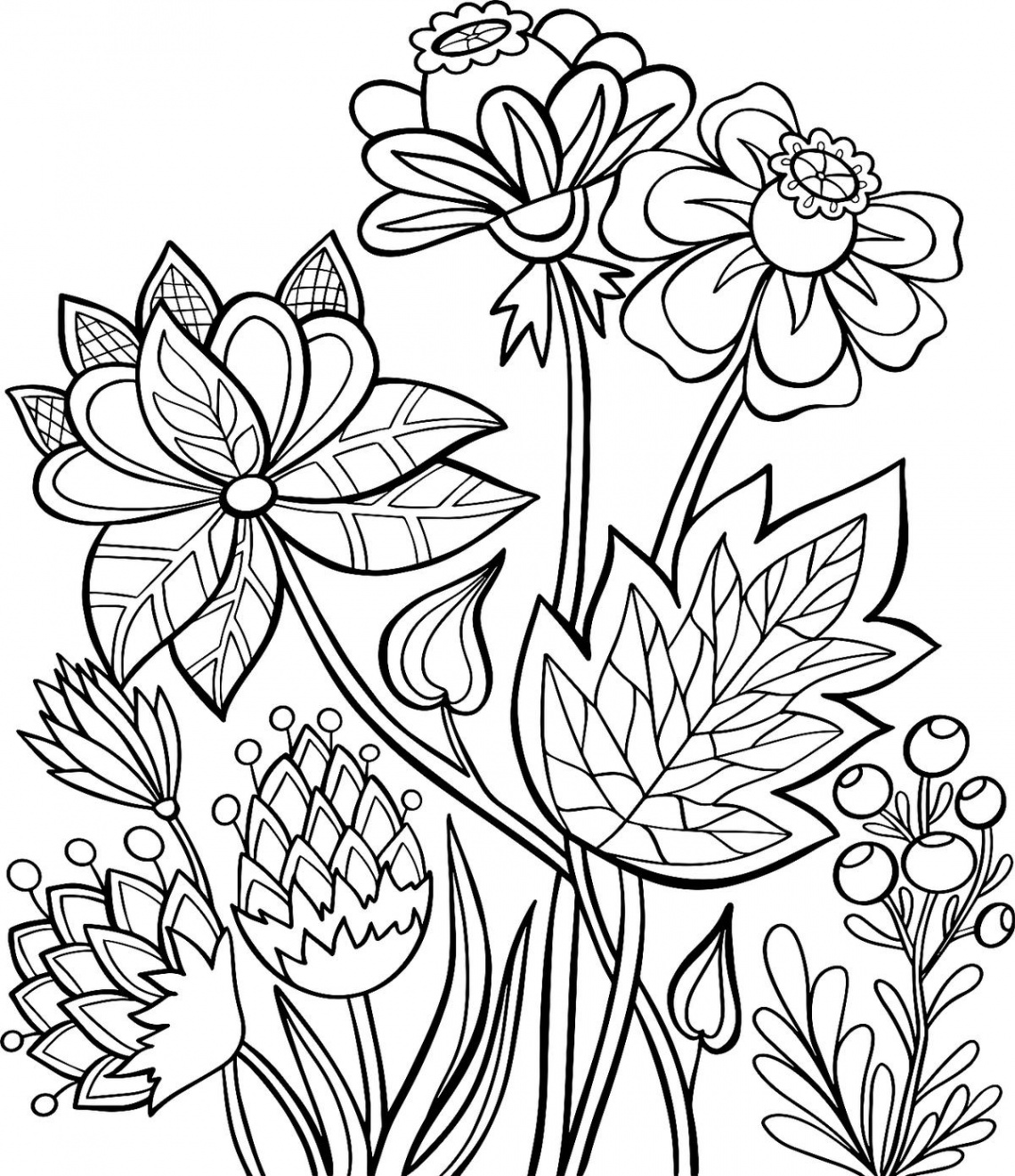 Spring Flowers Coloring Pages:  Free Printable Coloring Pages of