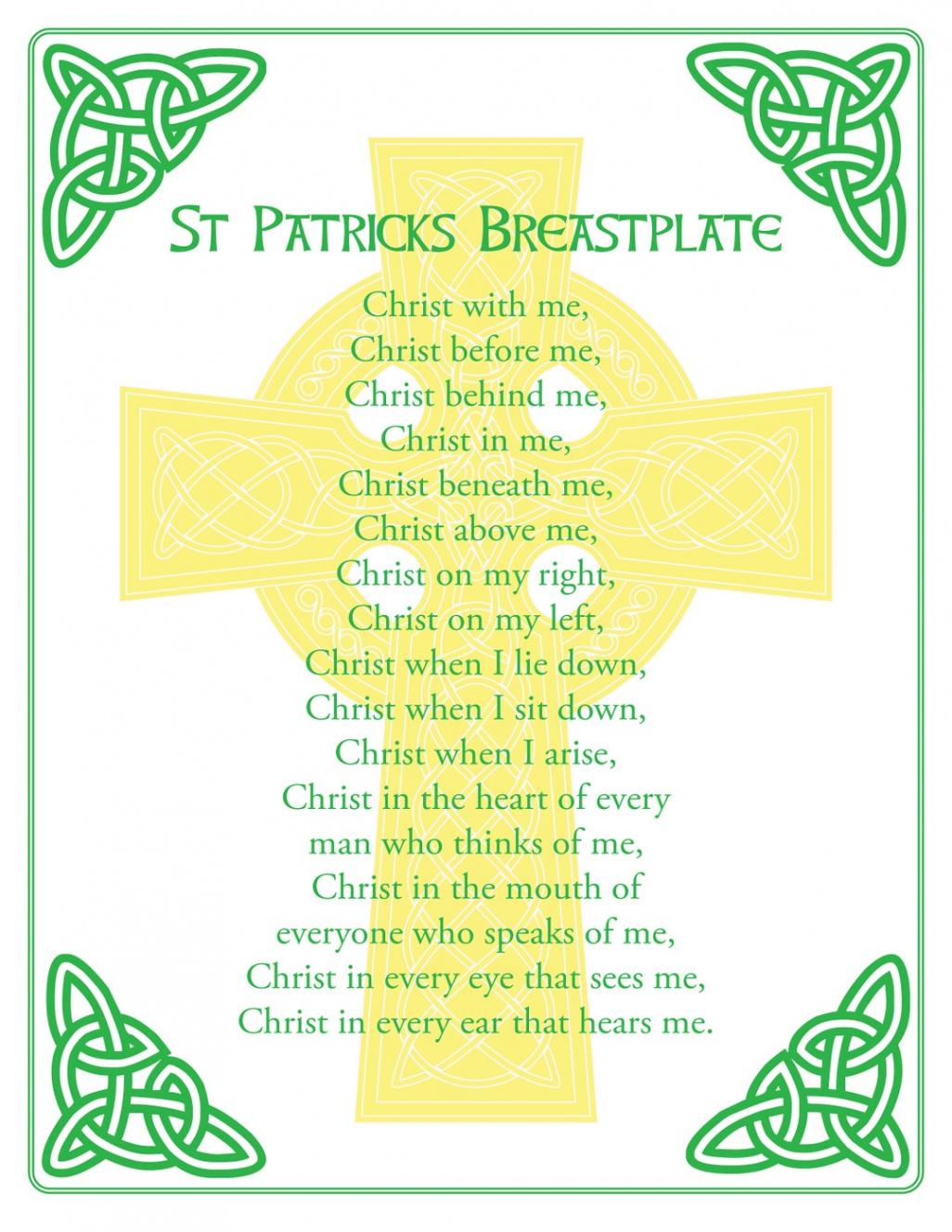 St. Patrick Breastplate Prayer Printable