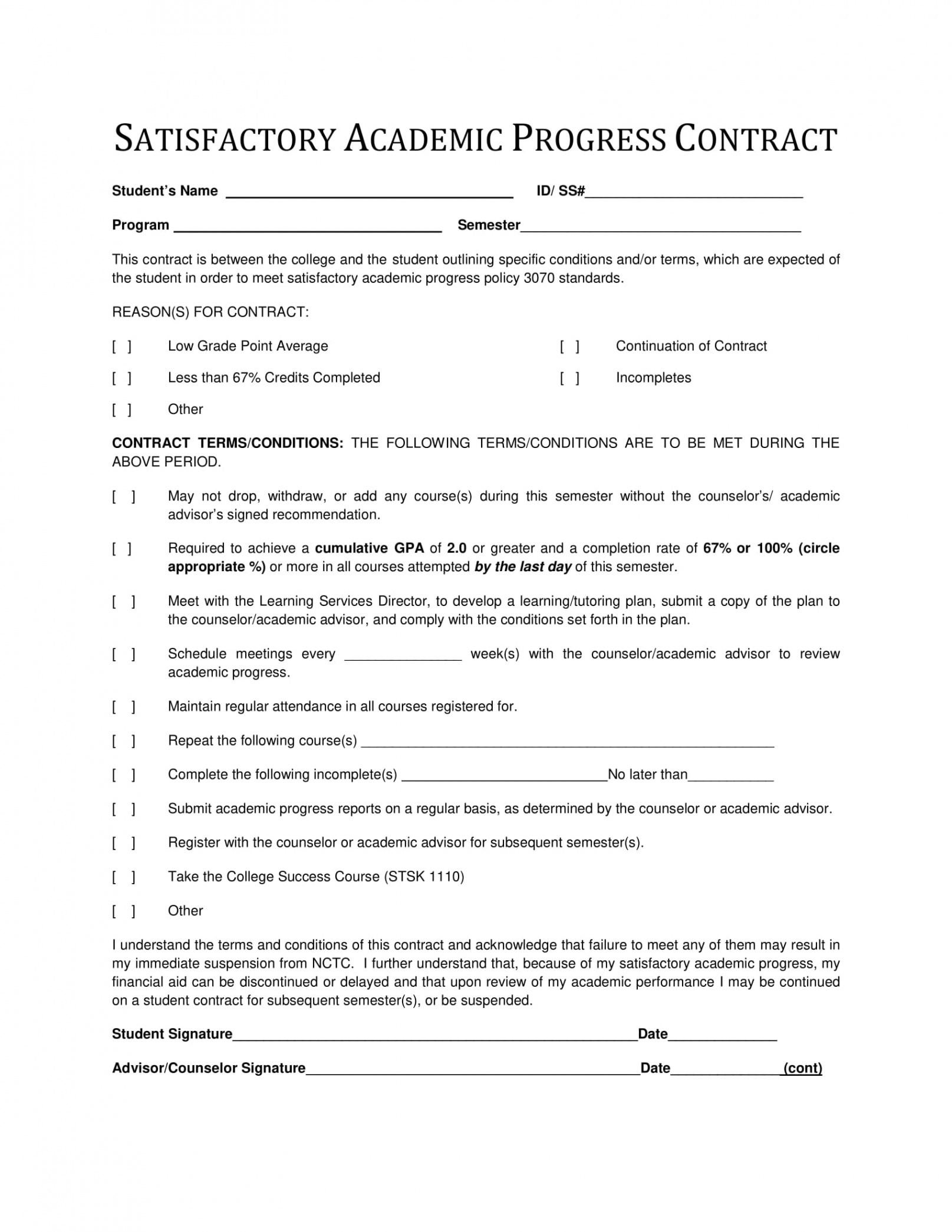 Student Academic Contract - + Examples, Format, Pdf  Examples