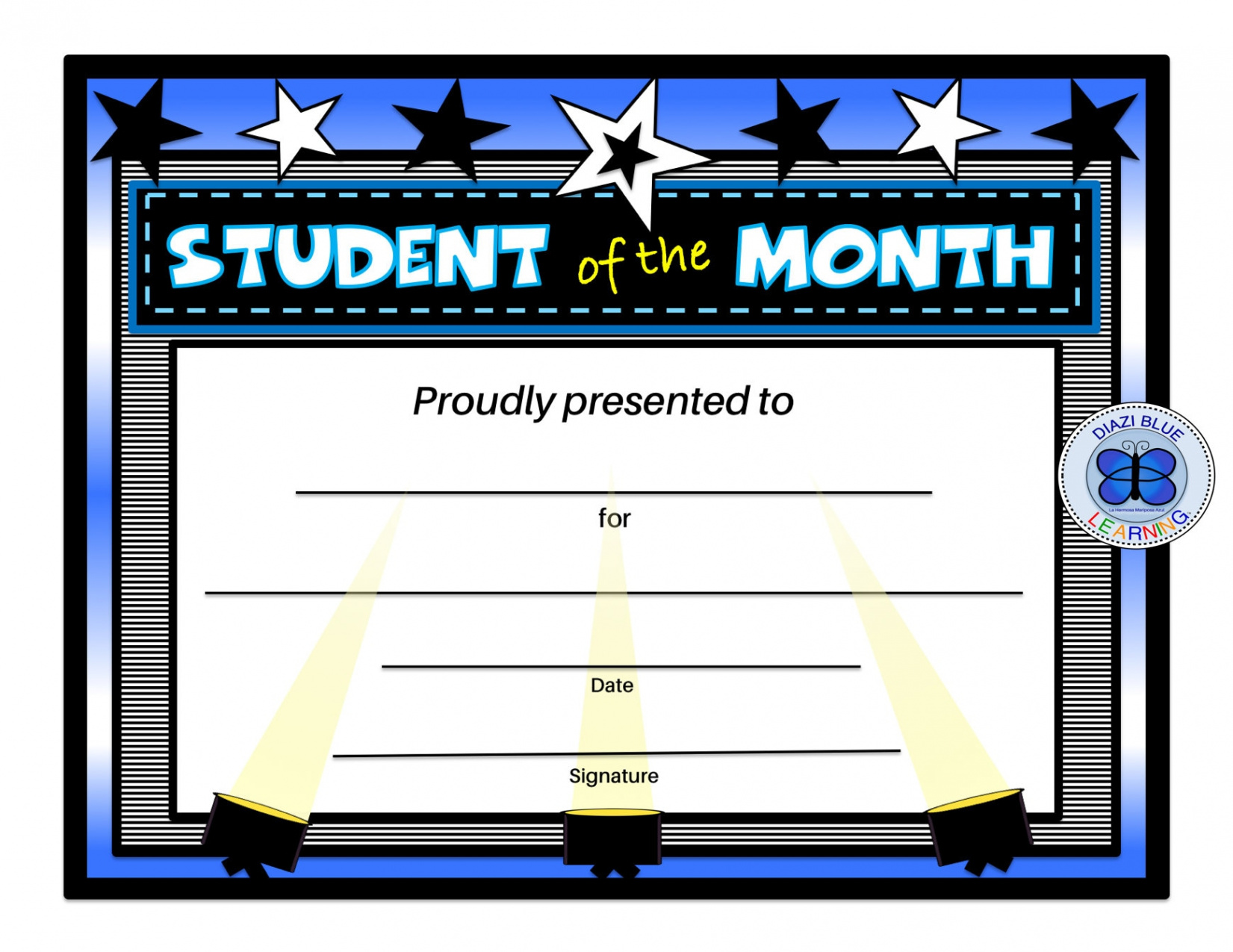 Student of the Month Certificate Editable PDF Student of the - Etsy UK