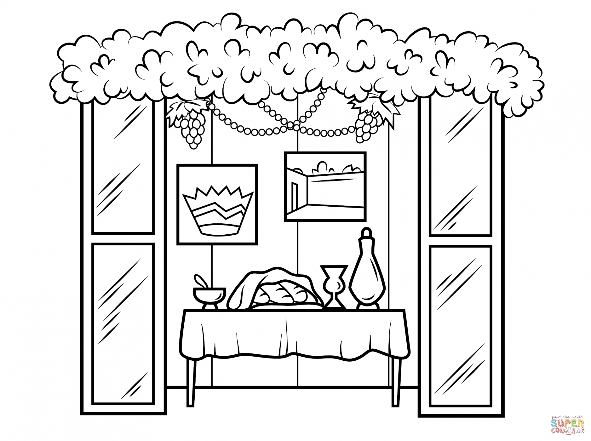 Sukkah for Sukkot coloring page from Sukkot category