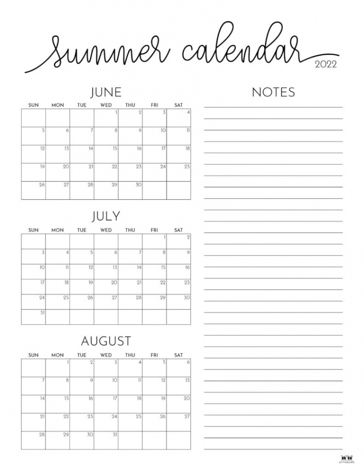 Summer Calendars -  FREE Printables  Printabulls