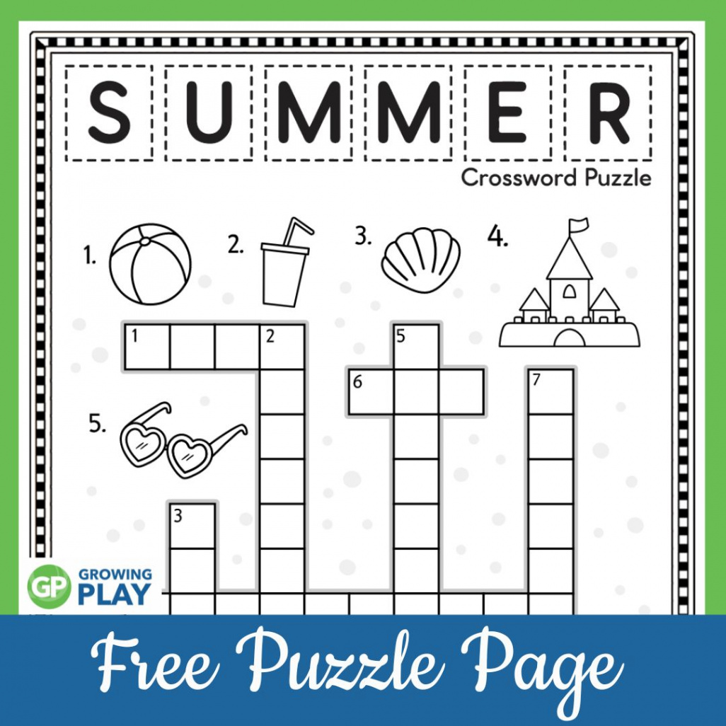 Summer Crossword Puzzle Free Printable - Growing Play