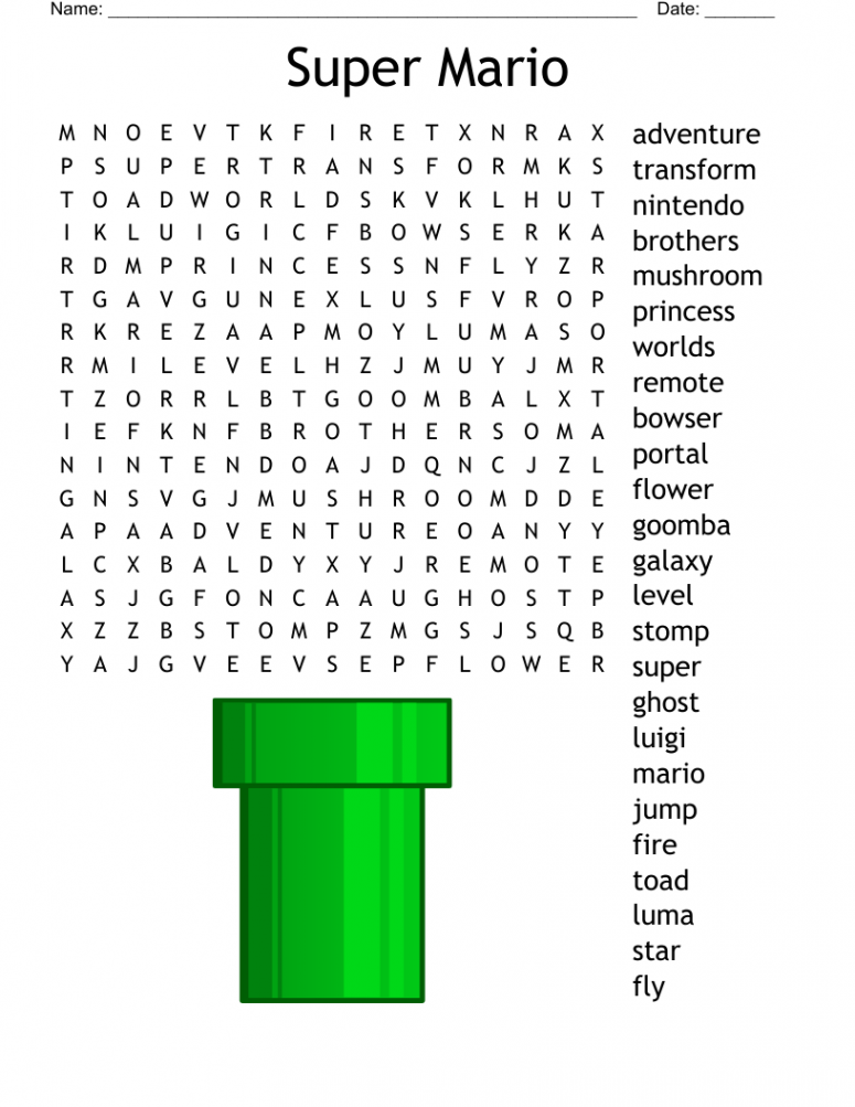 Super Mario Word Search - WordMint