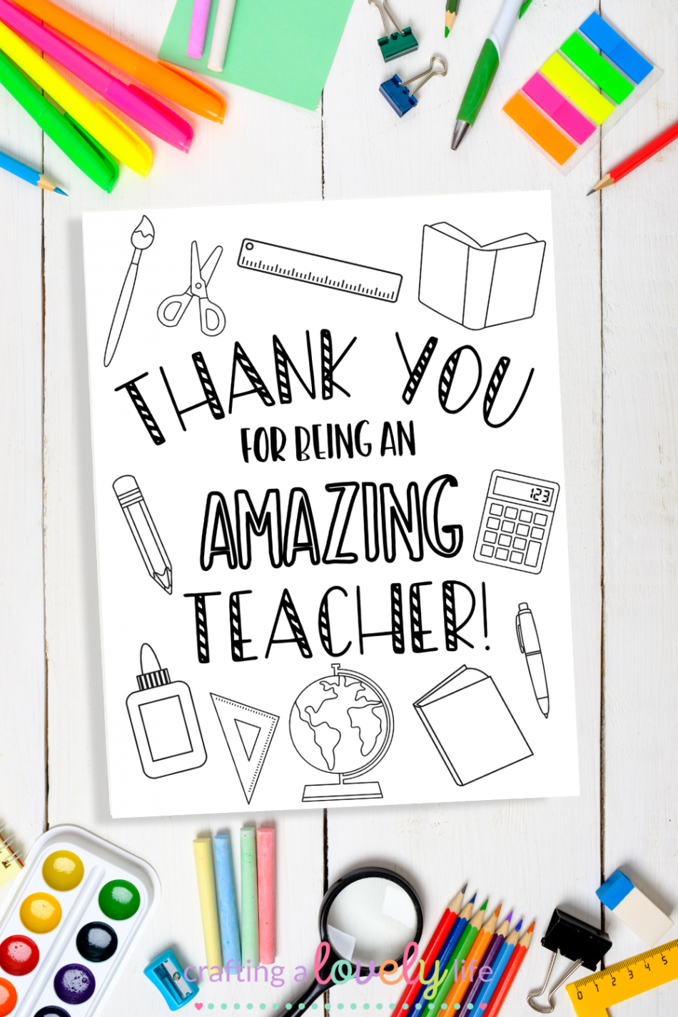 Teacher Appreciation Card Coloring Page Free Printable -