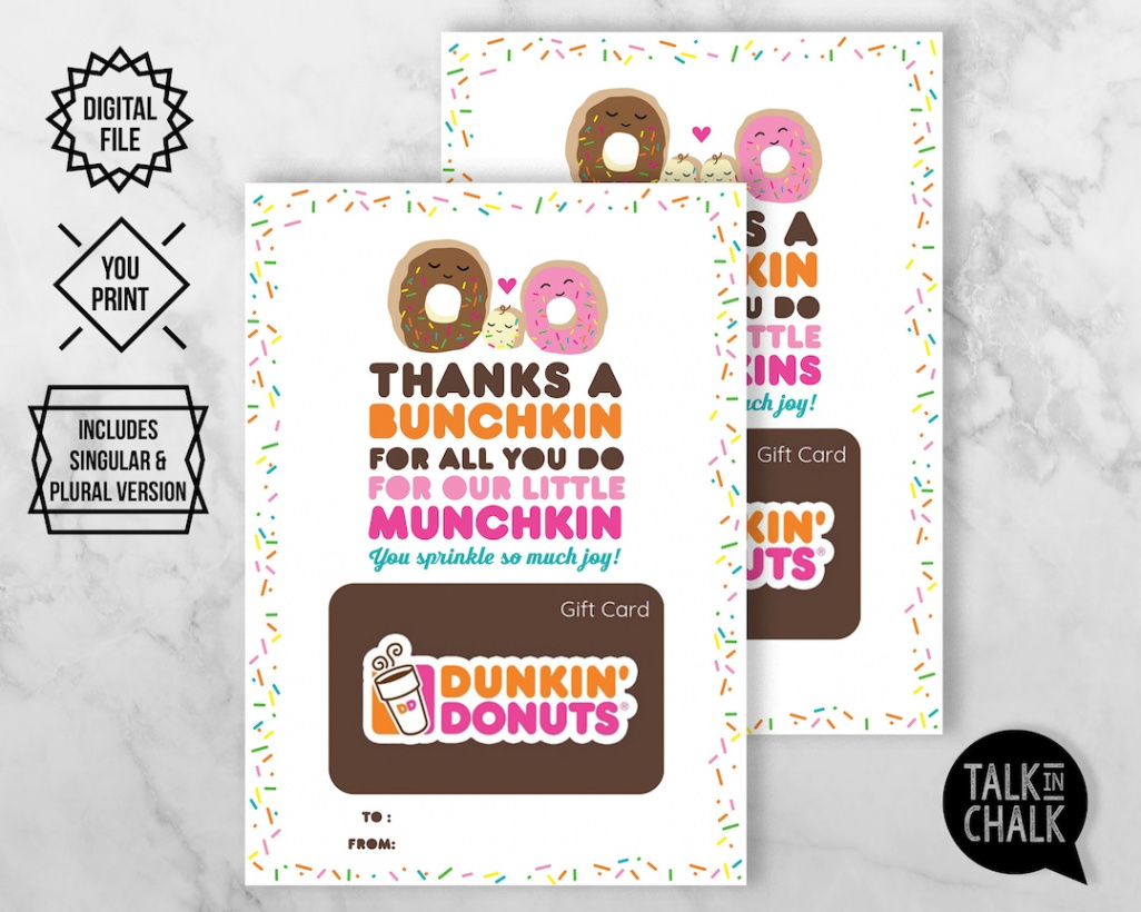 Teacher Appreciation Gift Dunkin Donuts PRINTABLE Gift Card - Etsy