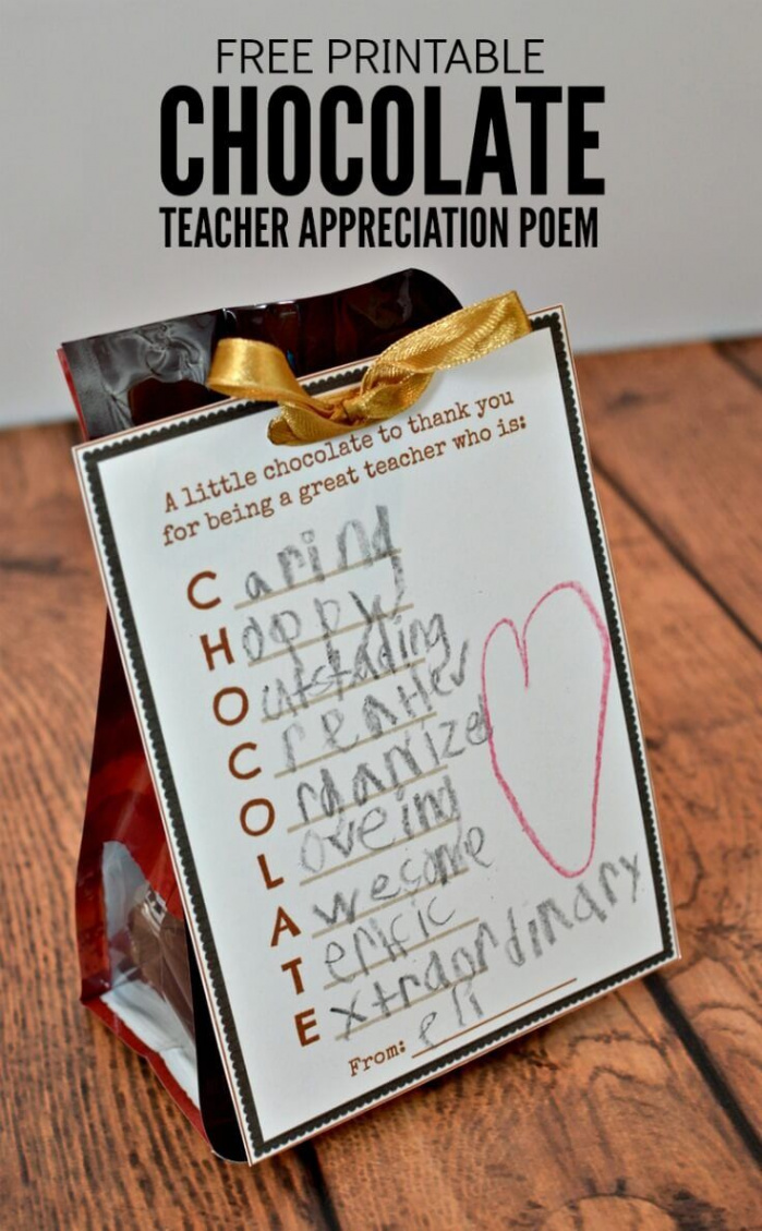 Teacher Appreciation Gift: Free Printable Tag for Chocolate