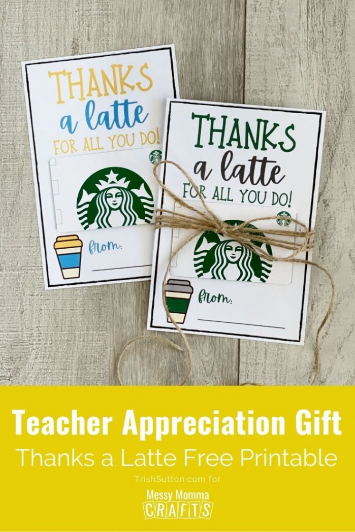 Teacher Appreciation Gift Idea: Thanks a Latte Free Printable