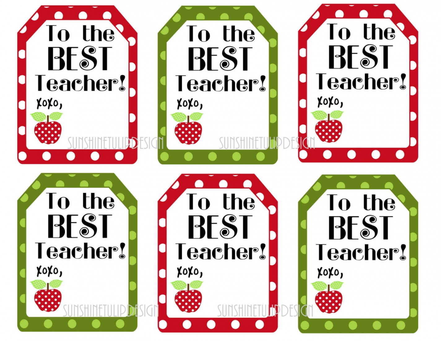 Teacher Appreciation Printable tags, Printable The BEST Teacher Gift Tags,  Printable Teacher Appreciation Gift Tags by SUNSHINETULIPDESIGN