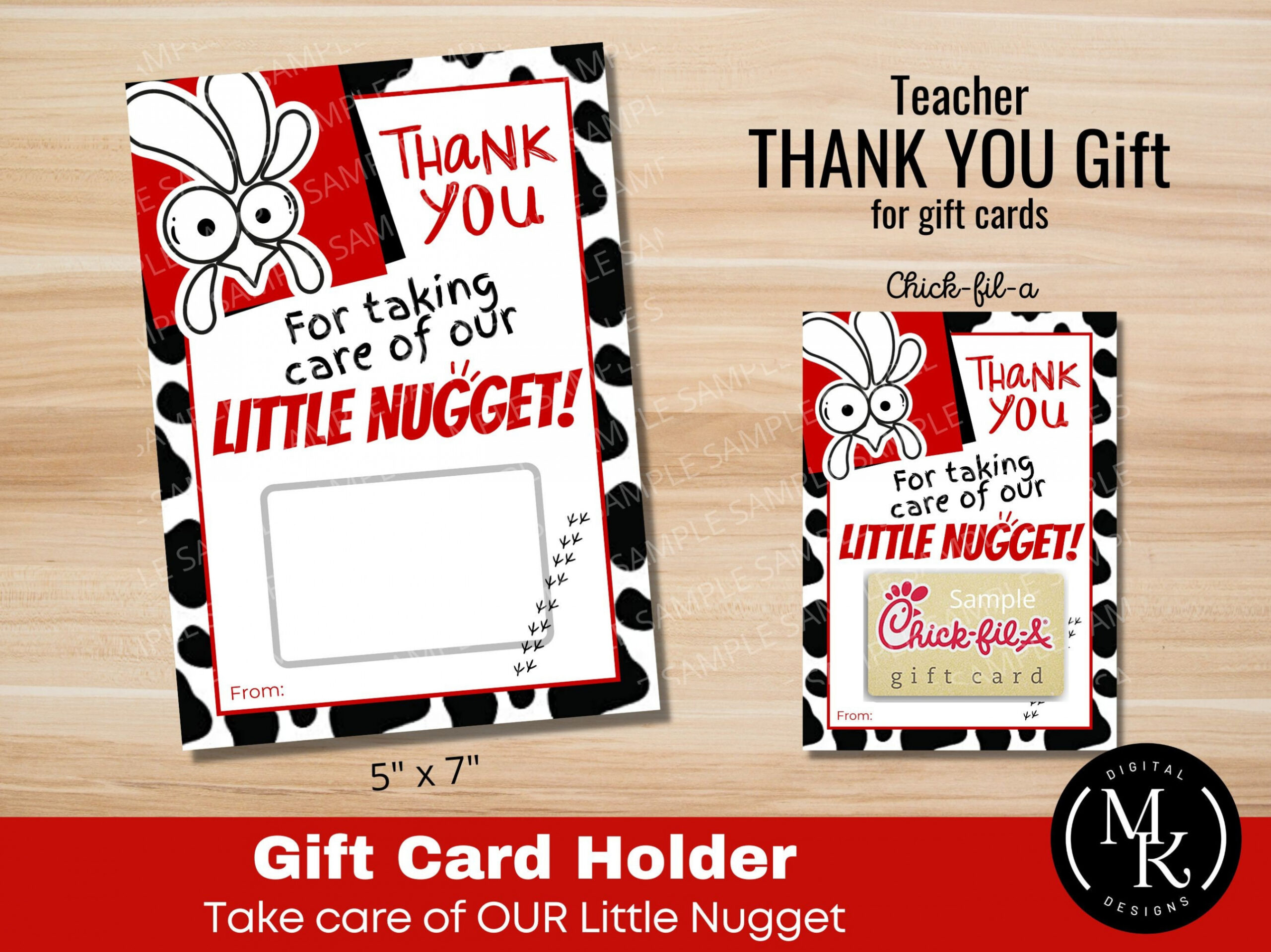 Teacher Thank You Card for Chick-fil-a Gift Card Printable - Etsy