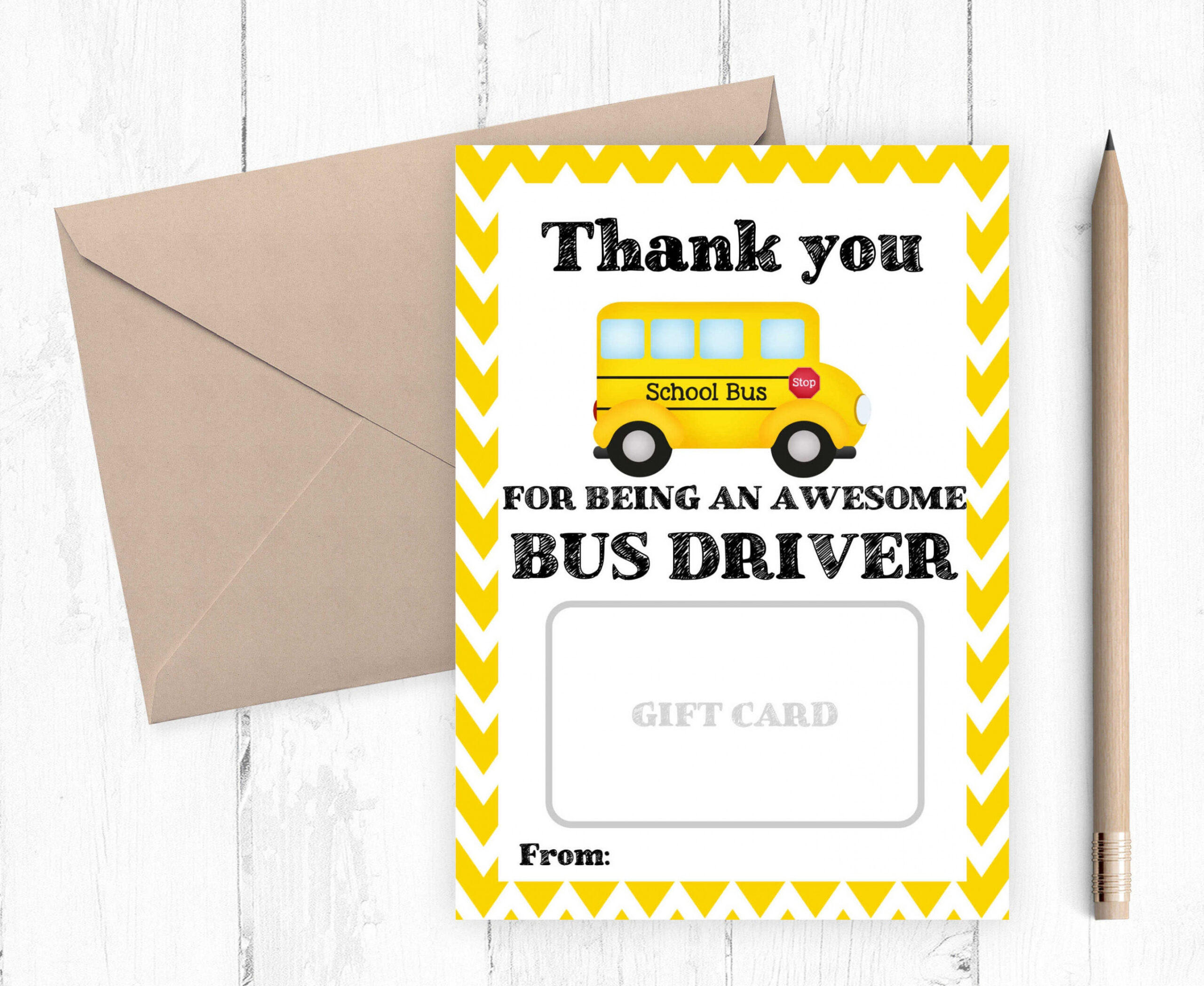 Thank You Bus Driver Gift Card Printable Teacher Gift Card - Etsy