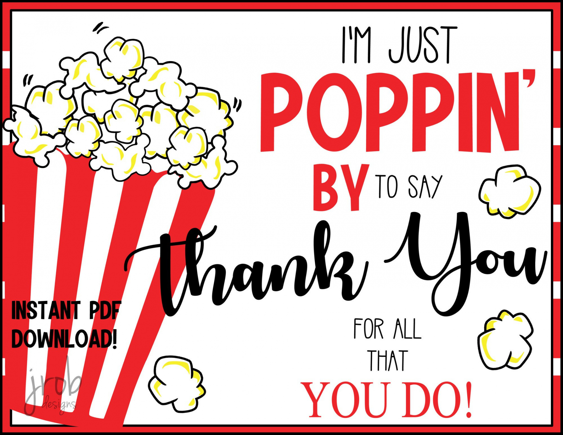 Thank You Popcorn Printable - Etsy