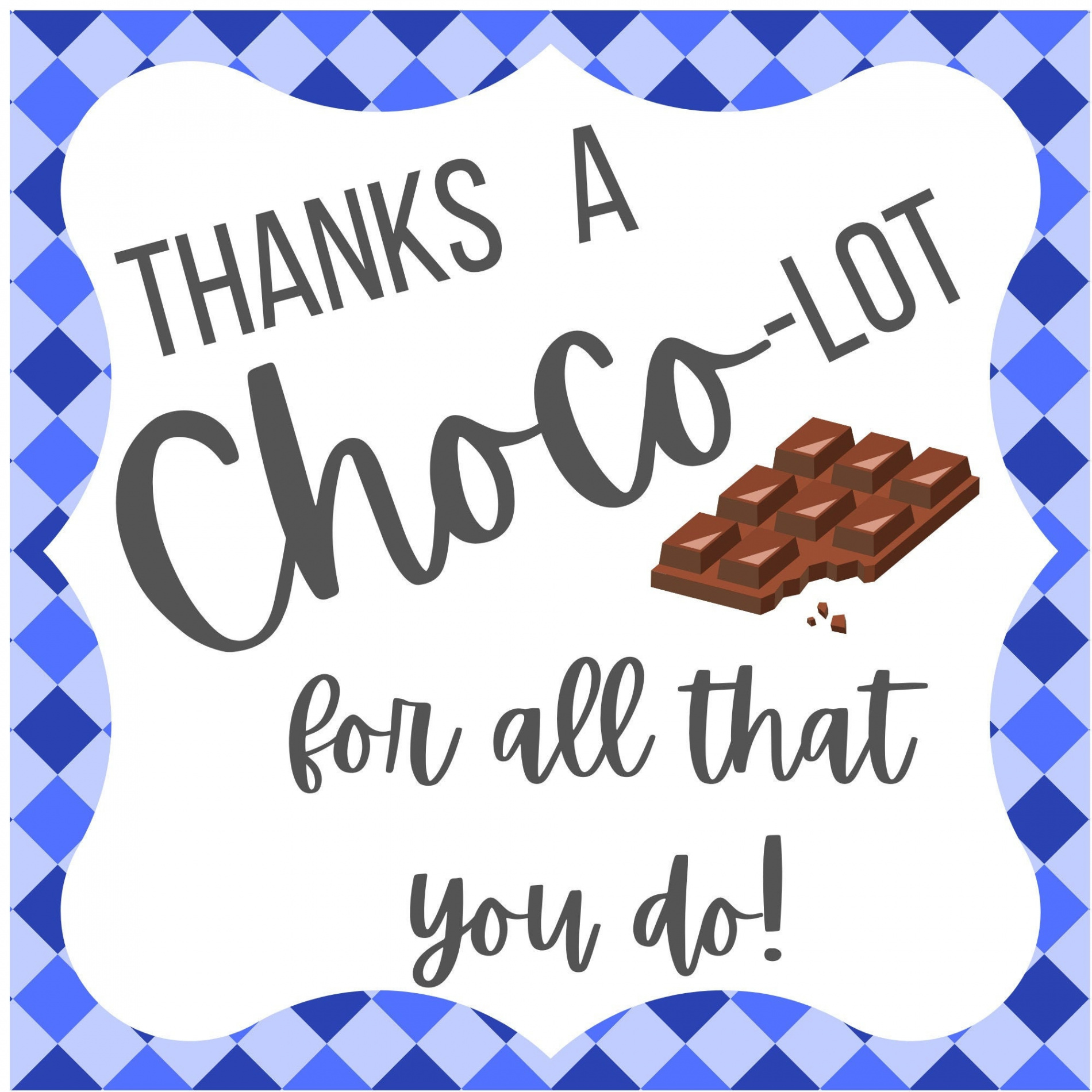 Thanks a Choco-lot Gift Tag Teacher Gift Tag Coworker Gift - Etsy