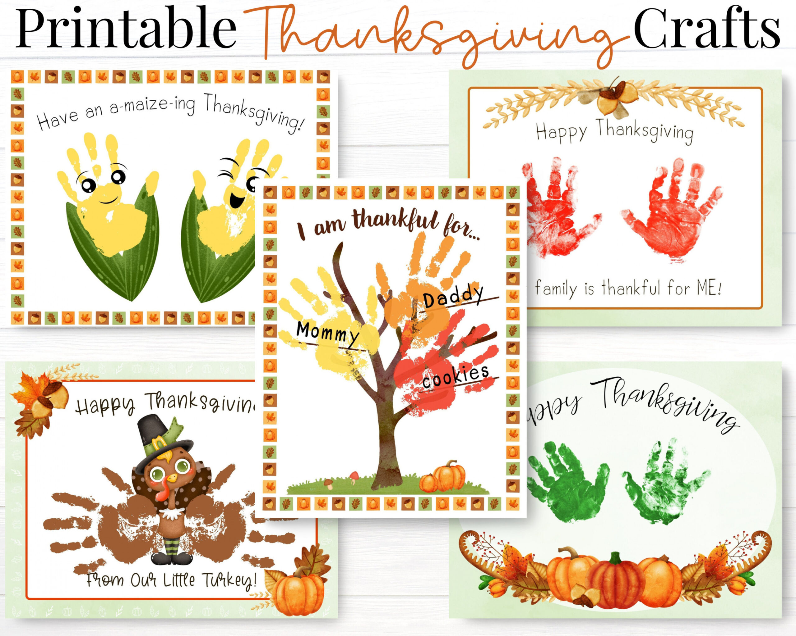 Thanksgiving Crafts for Kids Printable Handprint Art - Etsy Israel