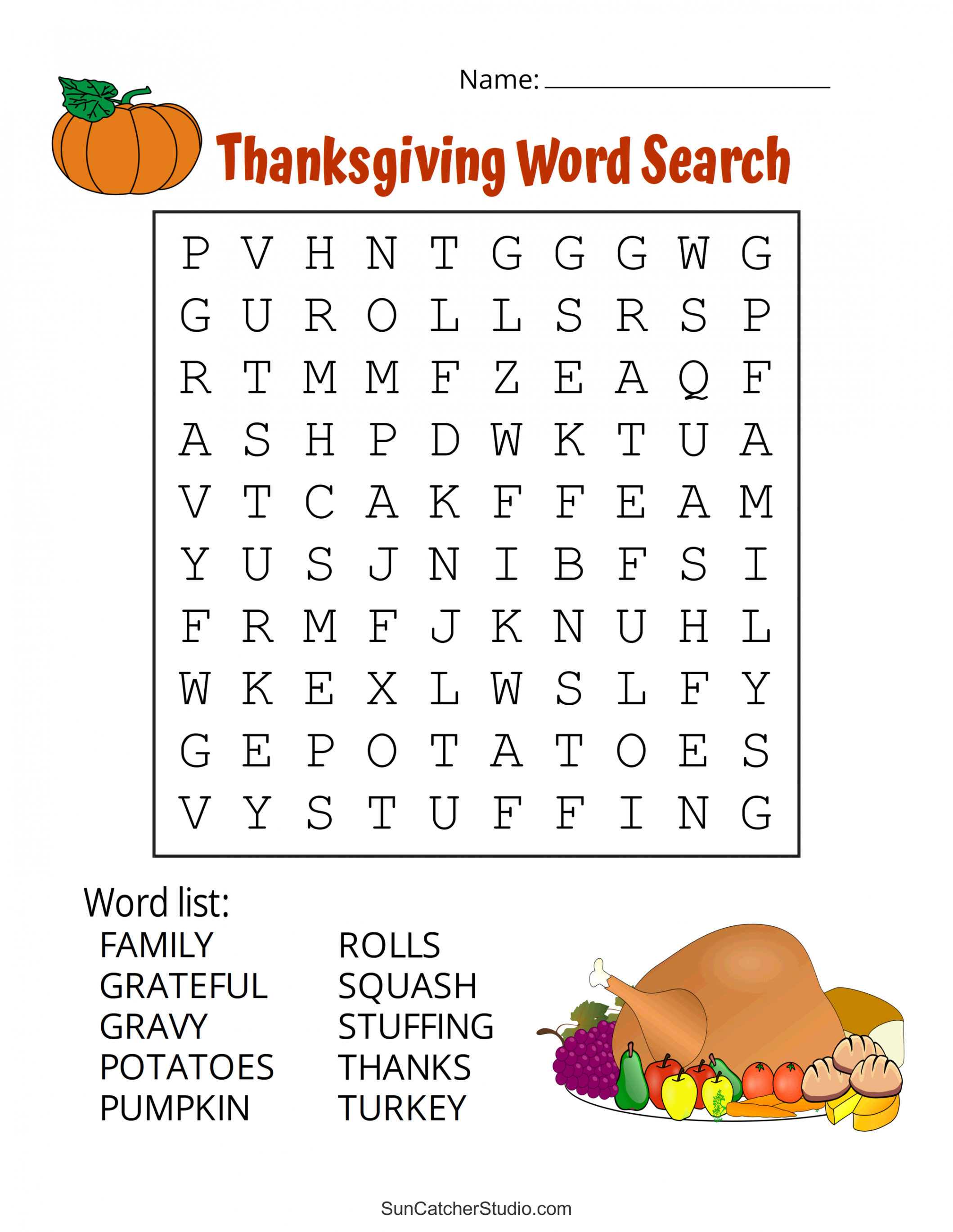 Thanksgiving Word Search (Free Printable Puzzles) – DIY Projects