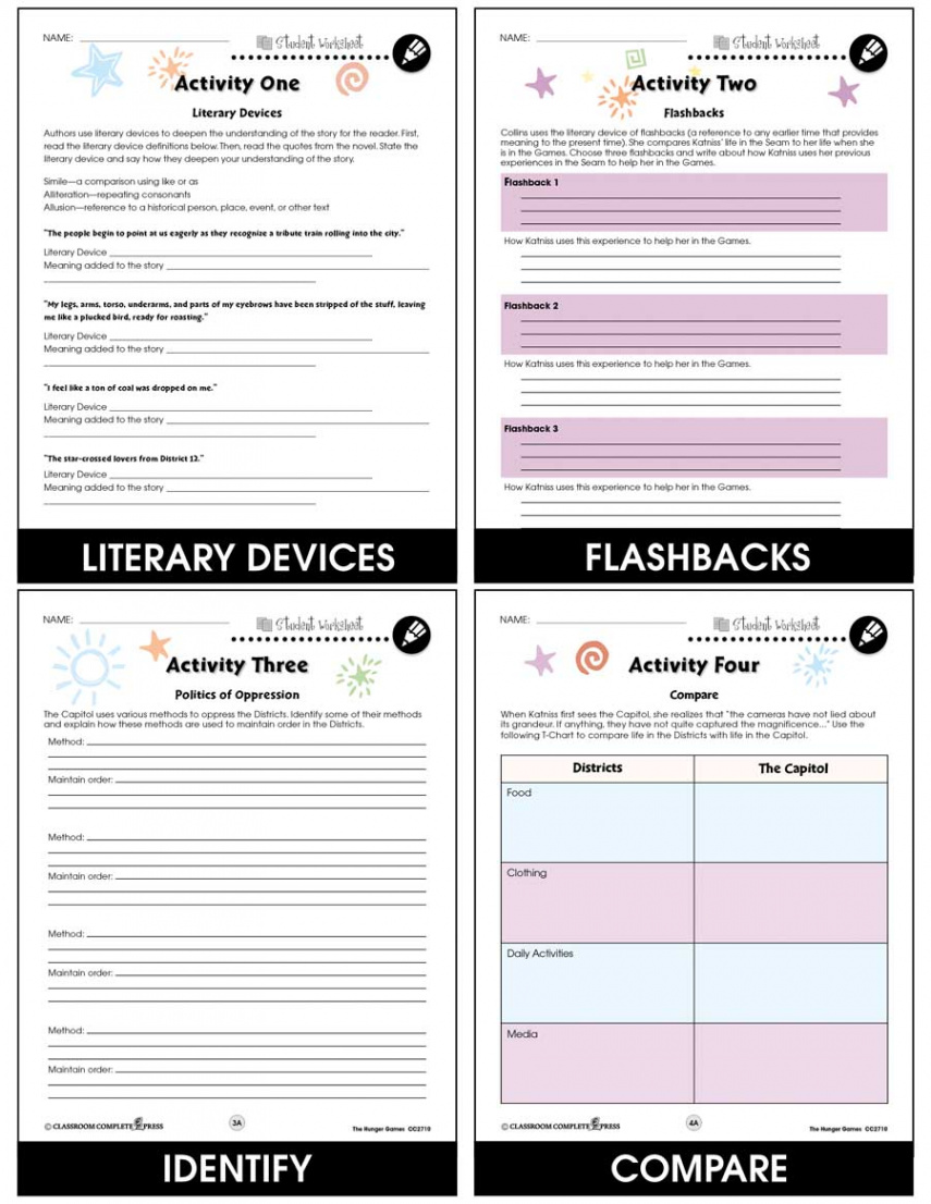 The Hunger Games - BONUS WORKSHEETS - Grades  to  - eBook