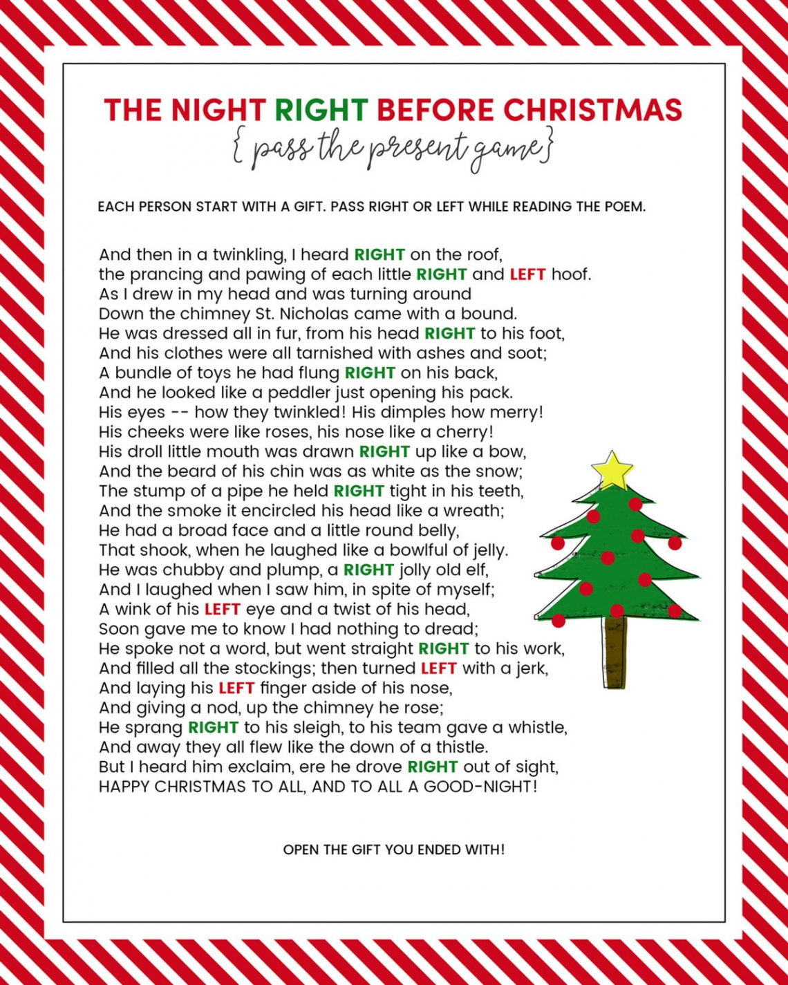 The Left Right Christmas Game With Story + Print Lil