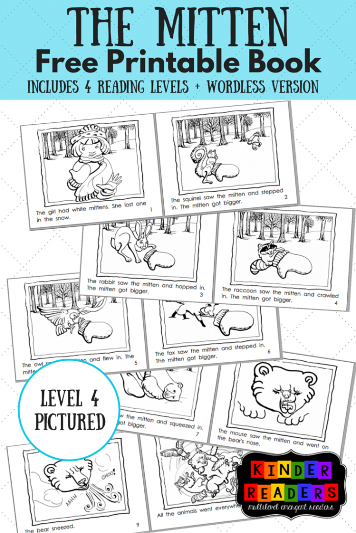 The Mitten Multilevel KinderReaders Printable Book  A to Z