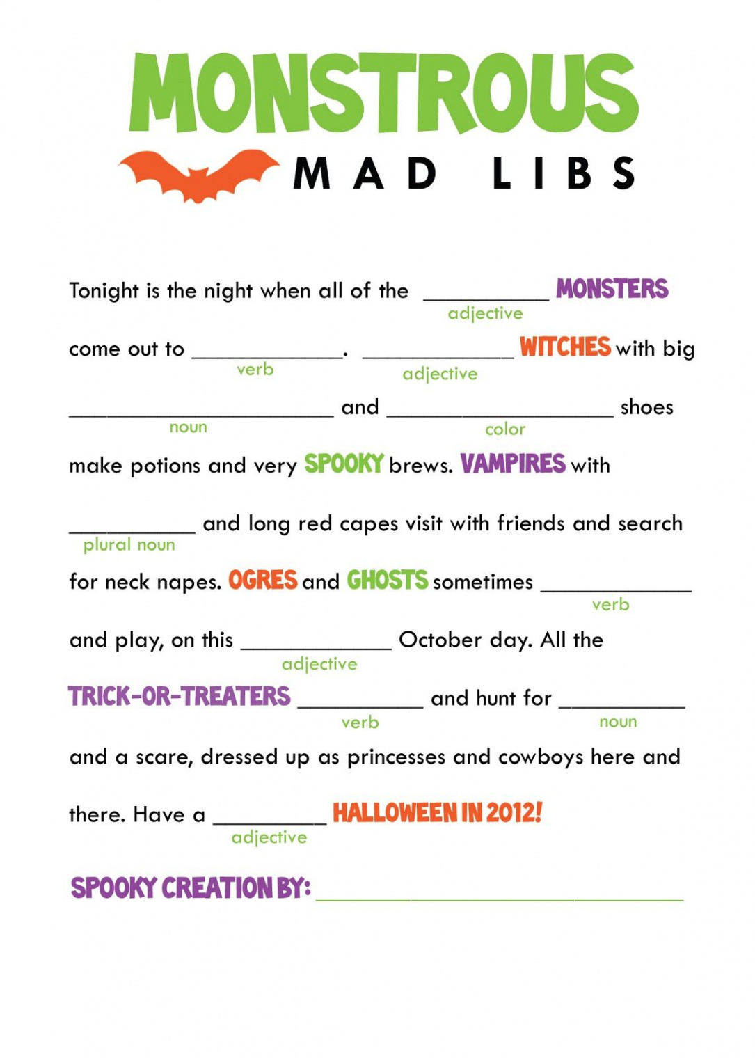 the smartest and his artist: Halloween Freebie! Printable Mad Libs