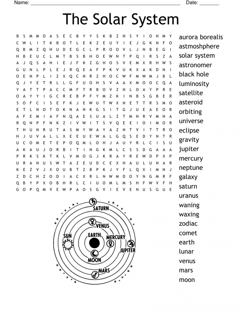 The Solar System Word Search - WordMint