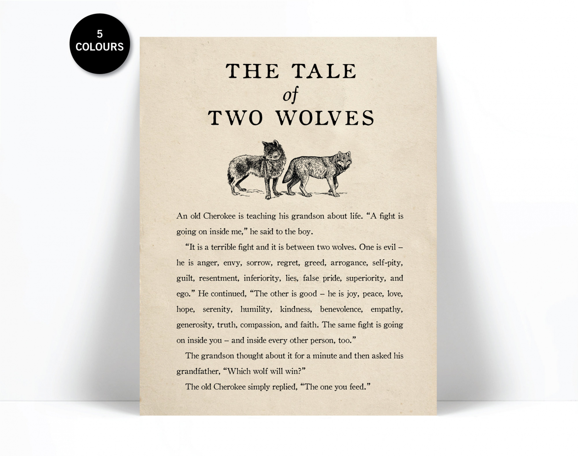 The Tale of Two Wolves Art Print Native American Story - Etsy