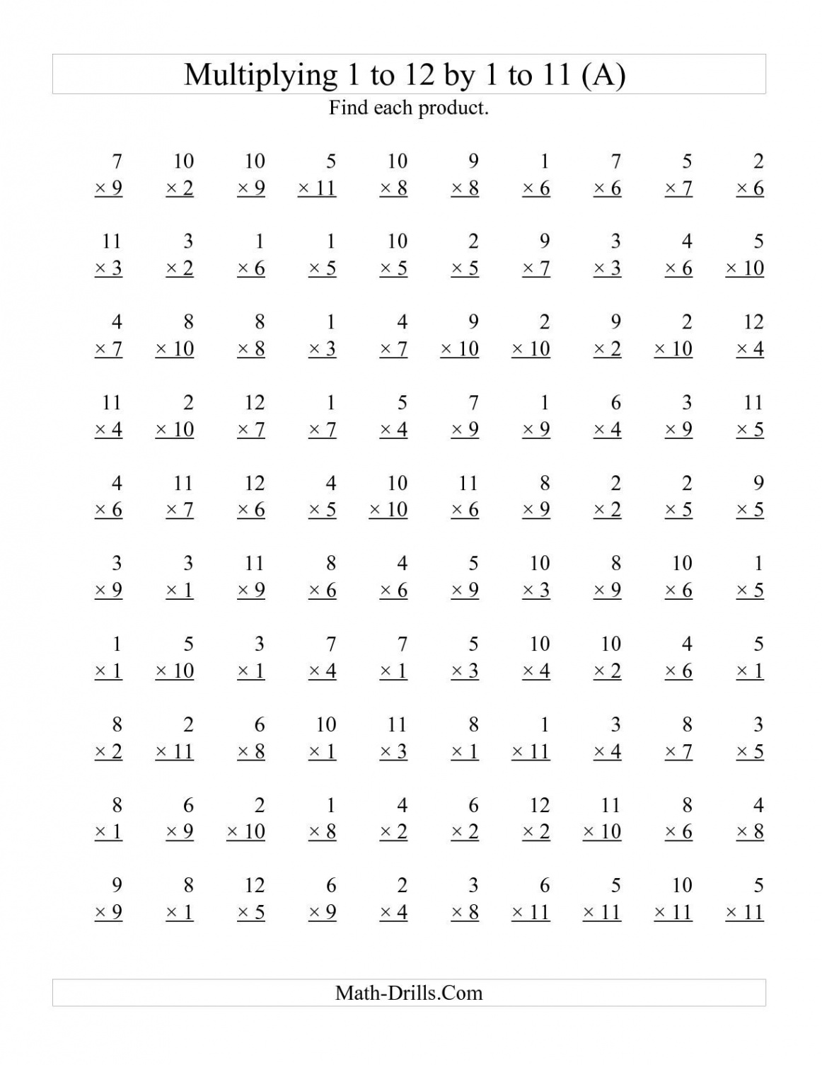 The  Vertical Questions -- Multiplying  to 2 by  to  (A