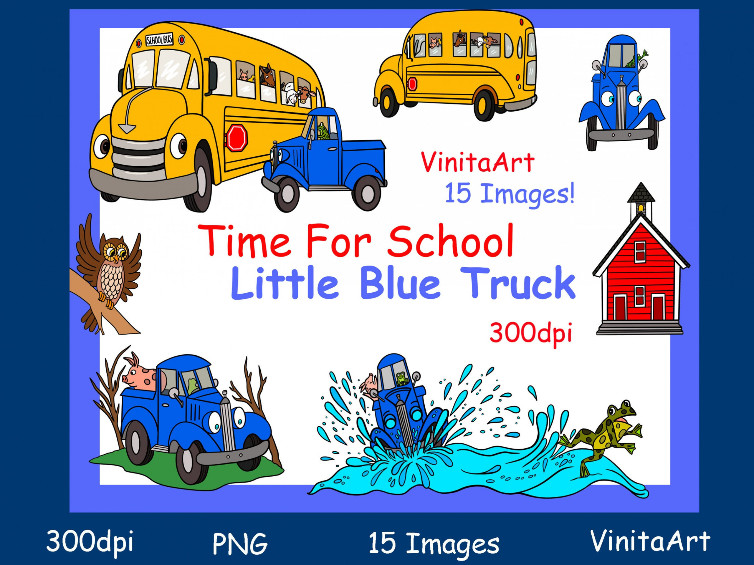 Time for School Little Blue Truck Storybook Clipart - Etsy