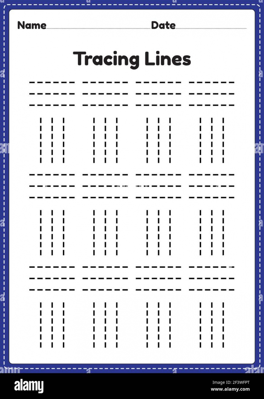 Tracing lines worksheet for kindergarten and preschool kids for