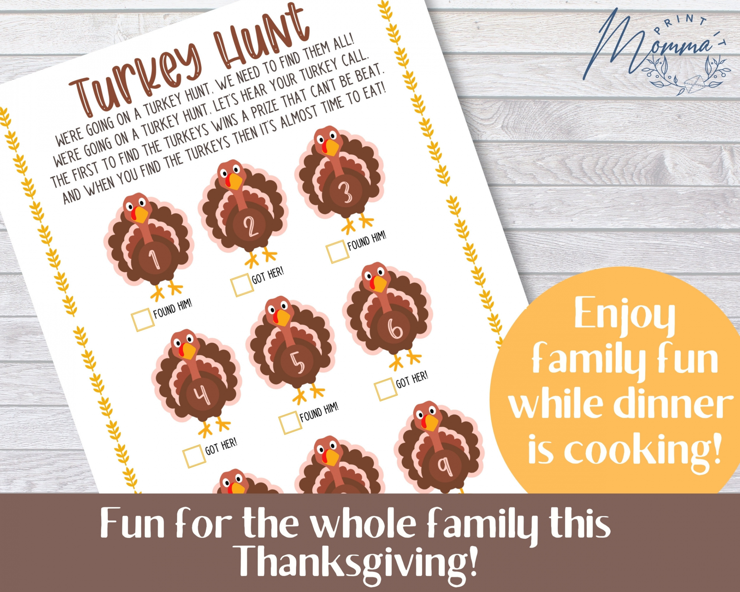 Turkey Hunt Game Printable Thanksgiving Turkey Scavenger - Etsy