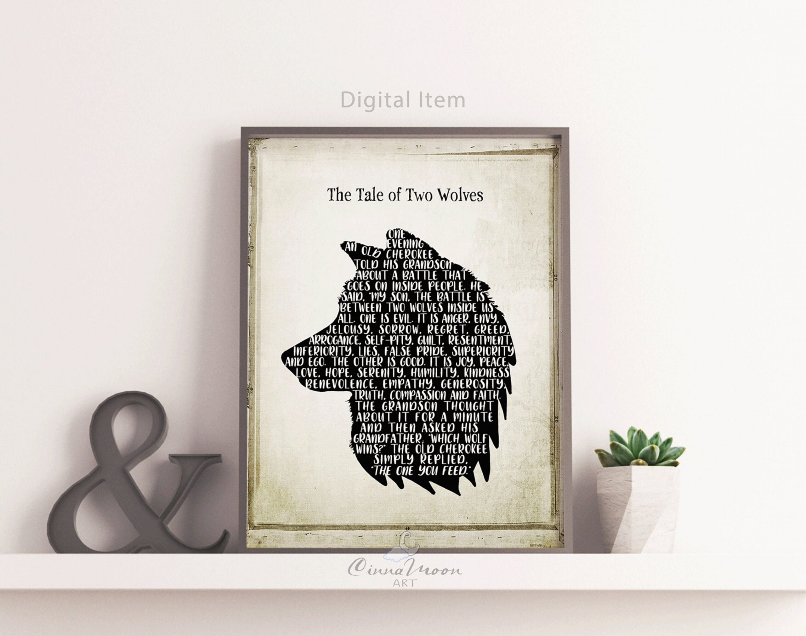 Two Wolves wall art-The tale of two wolves-The tale of two wolves  print-Tale of two wolves printable-Two wolves wallart