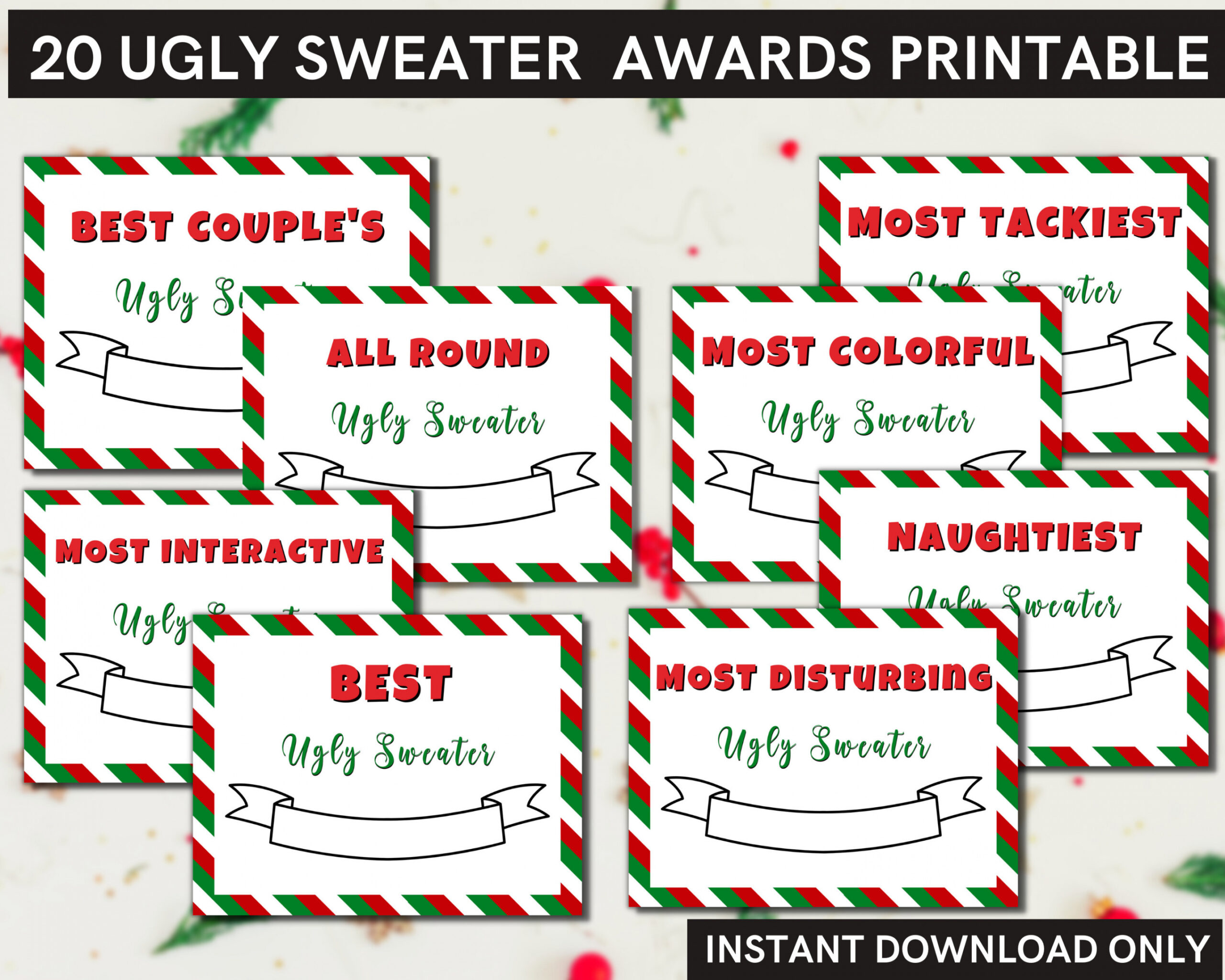 Ugly Sweater Party Awards Printable Bundle Use for Christmas - Etsy