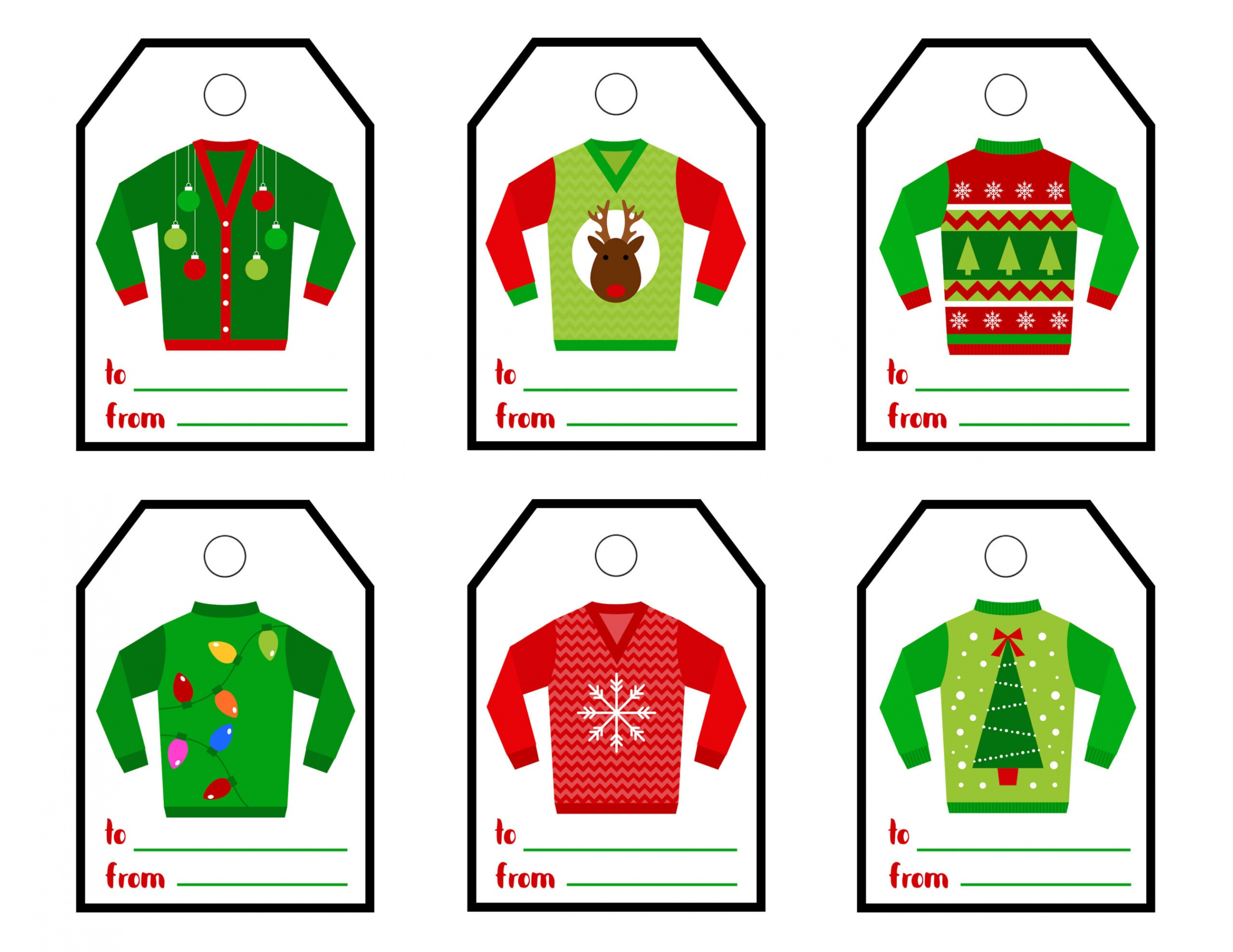 Ugly Sweater Printable Gift Tags - Crafts by Amanda - Christmas