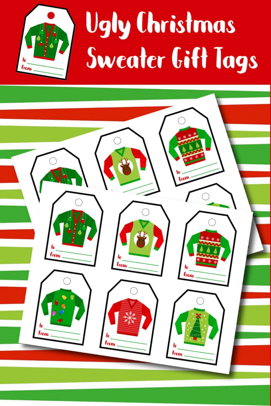 Ugly Sweater Printable Gift Tags - Crafts by Amanda - Christmas