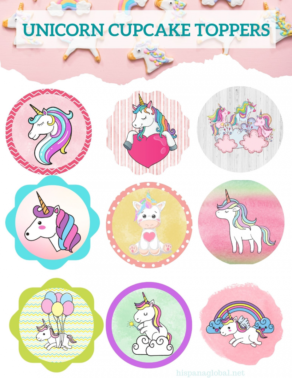 Unicorn Cupcakes Recipe and Free Printable Toppers  Unicorn