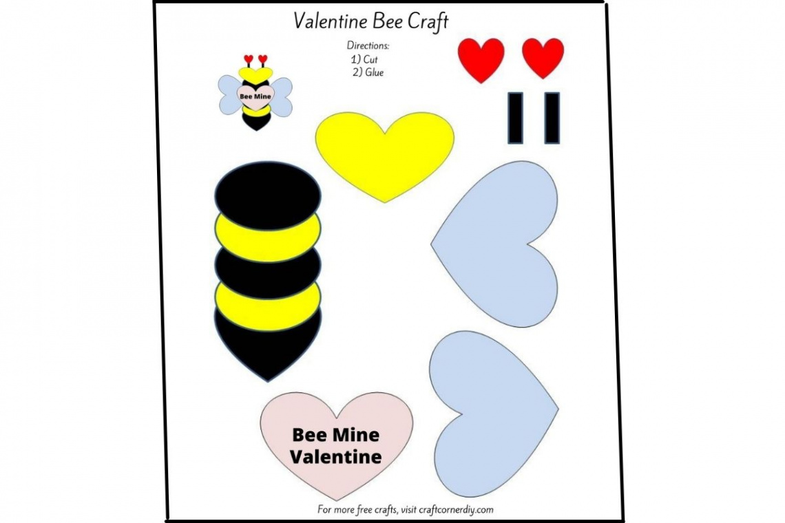 Valentine Bee Craft - Free Printable  Craft Corner DIY