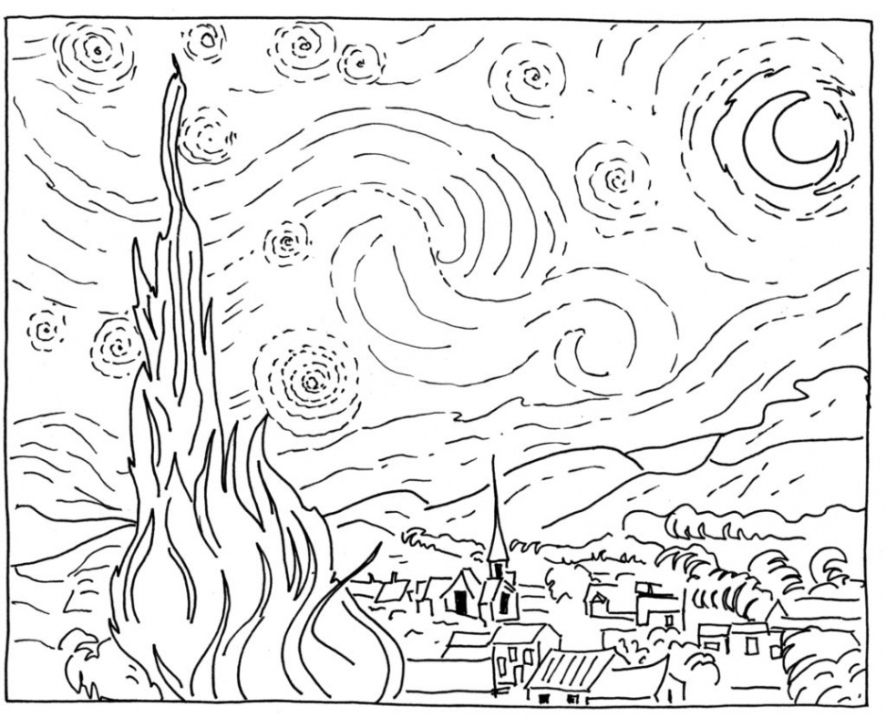 Van Gogh Starry Night Craft Template [Free Printable]  Starry