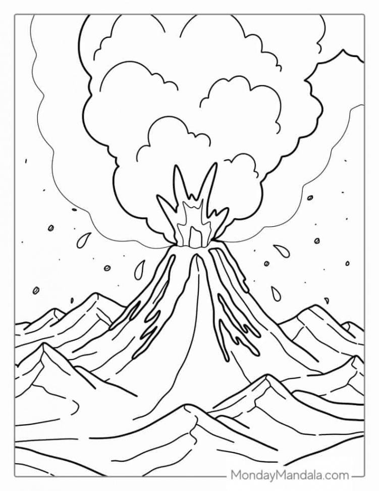 Volcano Coloring Pages (Free PDF Printables)