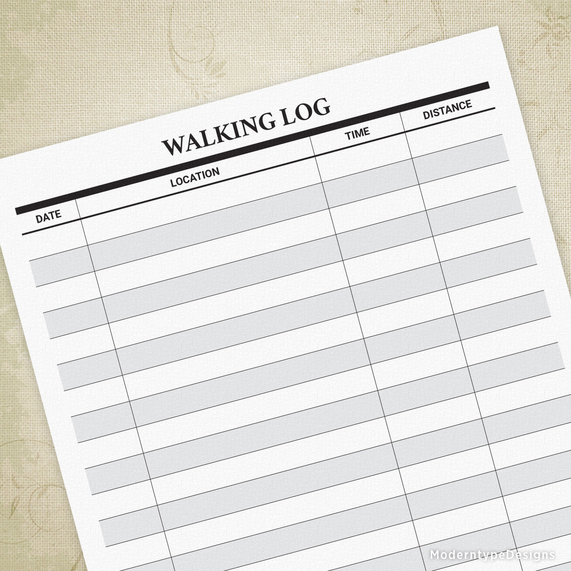 Walking Log Printable