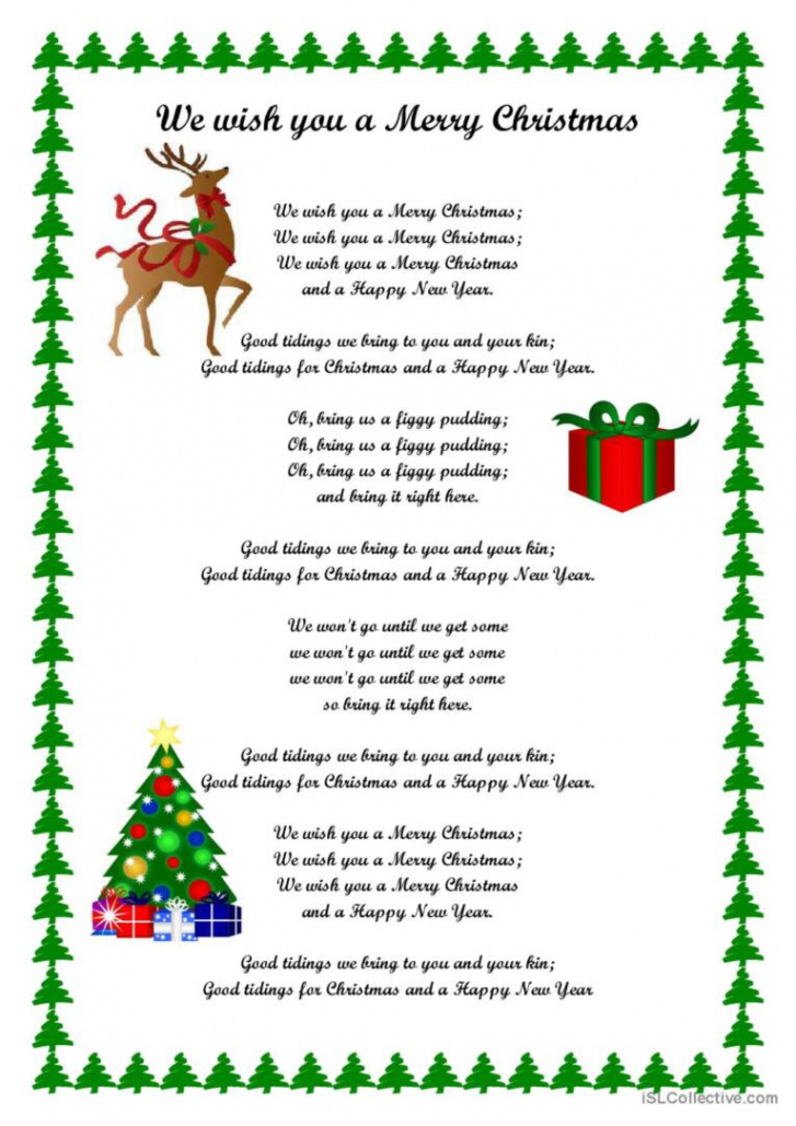 We wish you a Merry Christmas song: English ESL worksheets pdf & doc