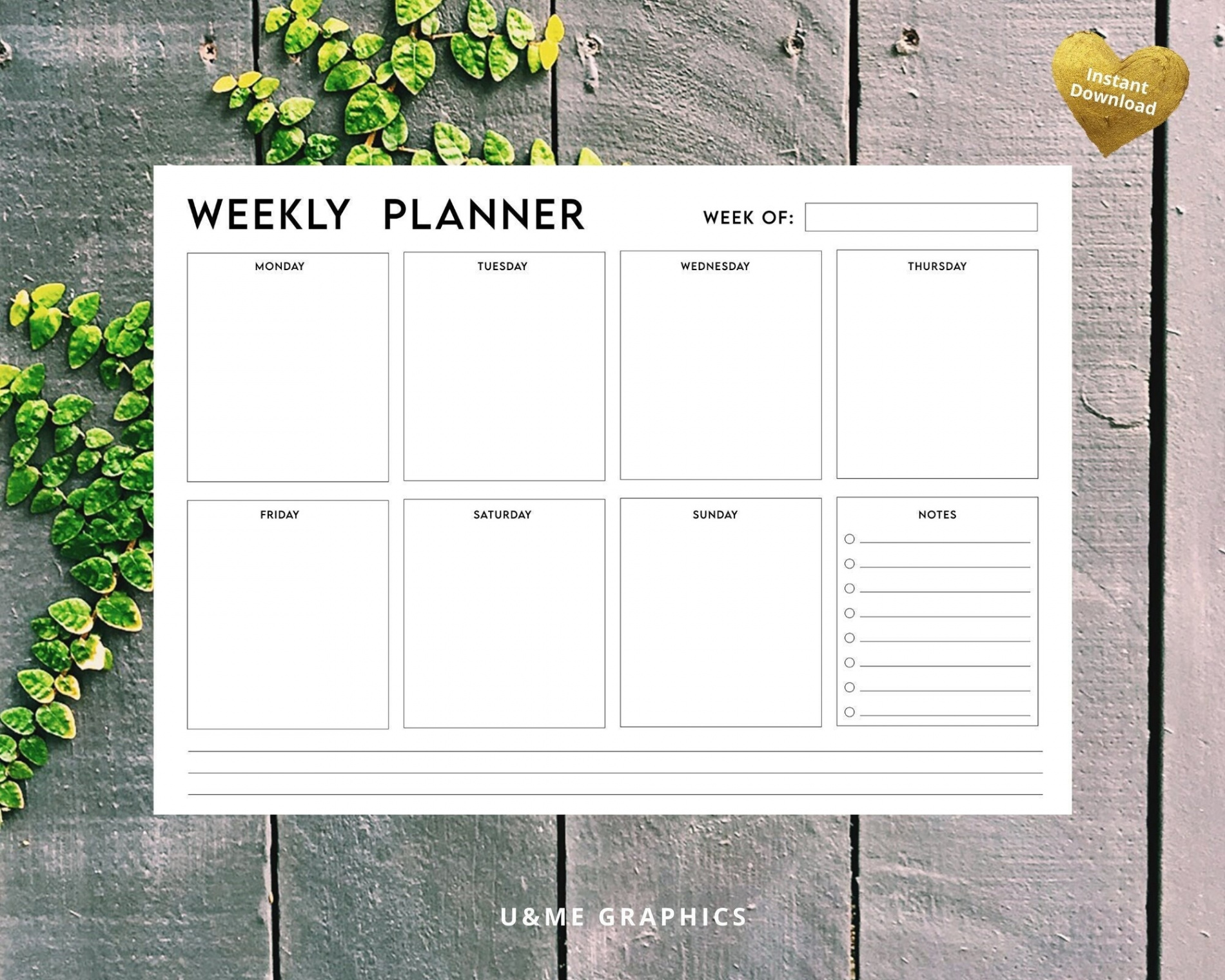 Weekly Planner Printable  Day Weekly Planner Printable - Etsy